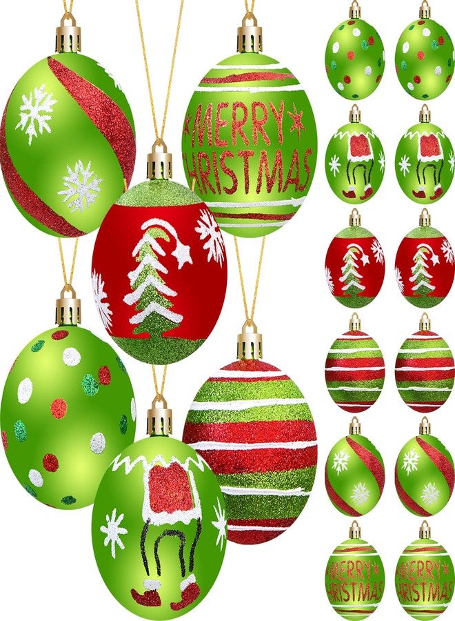 Olanrun Christmas Tree Decorations Ornaments Set, 2.4 Inch 12PCS Christmas Balls Decor Grinchs Style, Glittering Shatterproof Hanging Bulbs Xmas Decorations for Indoor Home Office (Red Green) - Image 1